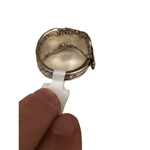 Size 11 Sterling Silver Plated Ornate Spoon Ring - Picture 3 of 5